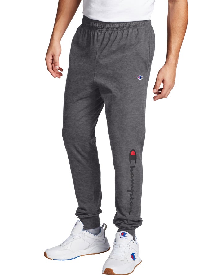 Champion Mens Joggers NZ - Classic Jersey Script Logo Dark Grey ( 5746-EOHUV )